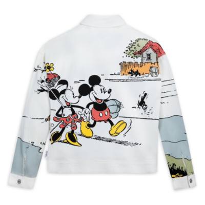 Mickey and Minnie Mouse White Denim Jacket for Adults