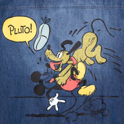 Mickey Mouse and Pluto Woven Chambray Shirt for Adults