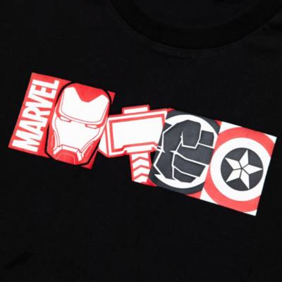 Marvel Icon Crew Neck Black T-Shirt for Adults