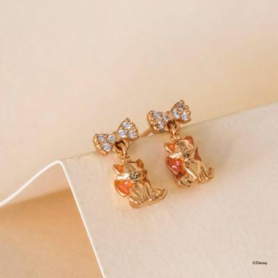 Disney Drop Earring Diamante Marie, Rose Gold