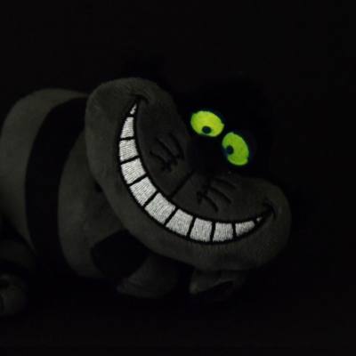 Cheshire Cat Black Plush Keychain, Alice in Wonderland
