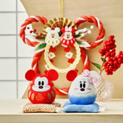 Mickey and Minnie Mouse Daruma Plush Set
