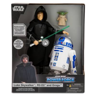 Luke Skywalker, R2-D2 and Grogu Talking Action Figure Set, Star Wars Power Force