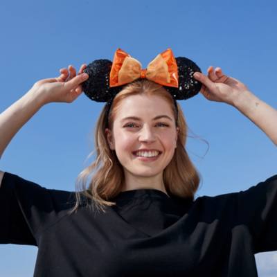 Minnie Mouse Ears Headband for Adults, Orange Bow