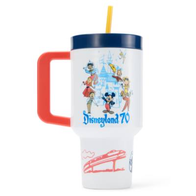 Mickey Mouse and Friends Travel Tumbler with Straw, Disneyland 70th Anniversary