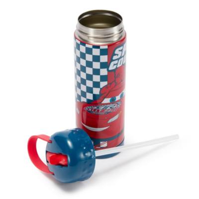 Lightning McQueen Stainless Steel Water Bottle with Built-In Straw, Cars