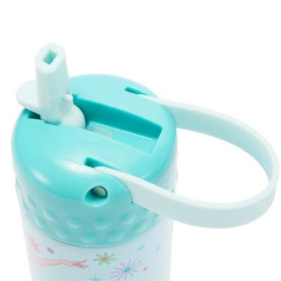 Frozen Stainless Steel Water Bottle with Built-In Straw