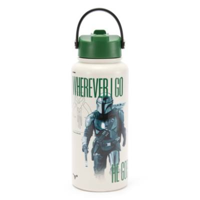 The Mandalorian and Grogu Stainless Steel Water Bottle with Built-In Straw, Star Wars