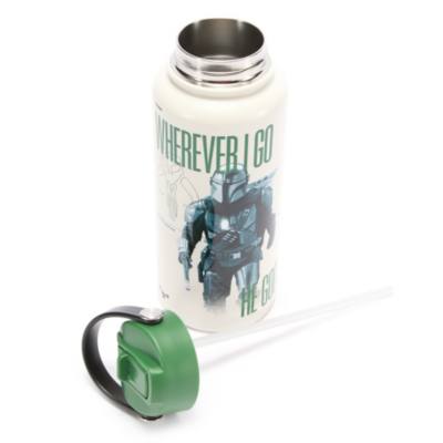 The Mandalorian and Grogu Stainless Steel Water Bottle with Built-In Straw, Star Wars