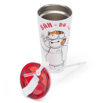 Baymax and Mochi Stainless Steel Tumbler with Straw, Big Hero 6