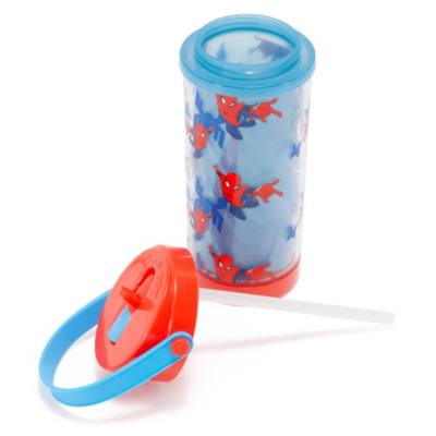 Spider-Man Water Bottle with Built-In Straw for Kids
