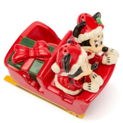 Santa Mickey and Minnie Mouse Salt and Pepper Shaker with Sleigh Set