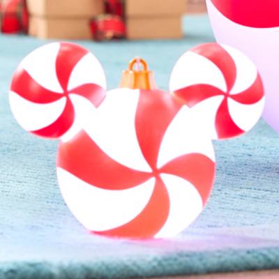 Mickey Mouse Icon Peppermint Swirl Small Light-Up Ornament