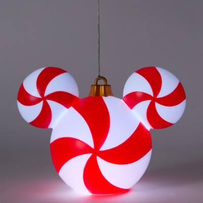 Mickey Mouse Icon Peppermint Swirl Small Light-Up Ornament