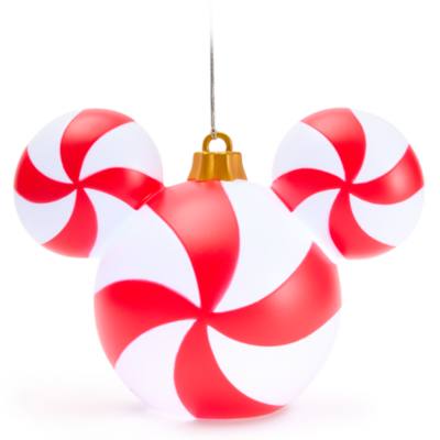 Mickey Mouse Icon Peppermint Swirl Small Light-Up Ornament