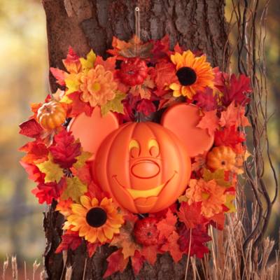 Mickey Mouse Jack-o'-Lantern Halloween Wreath