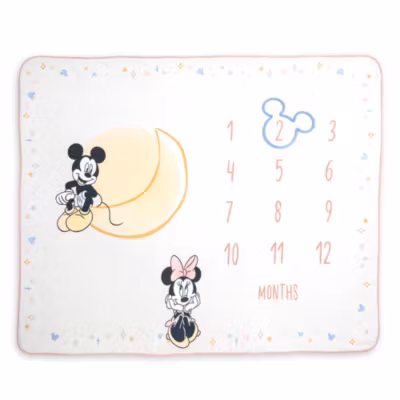 Mickey Mouse and Minnie Mouse Baby Milestone Blanket Set