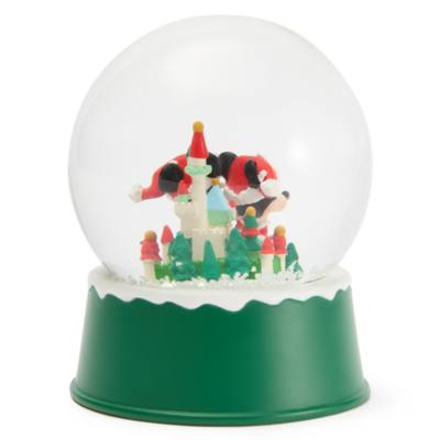 Santa Mickey and Minnie Mouse Fantasyland Castle Holiday Snow Globe