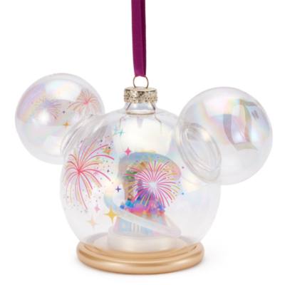 Tinker Bell and Sleeping Beauty Castle Glass Ball Ornament,&nbsp;Disneyland 70th Anniversary