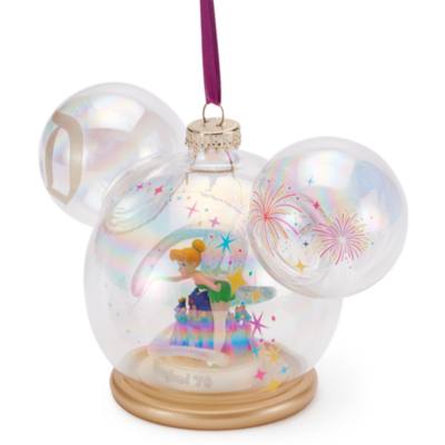 Tinker Bell and Sleeping Beauty Castle Glass Ball Ornament,&nbsp;Disneyland 70th Anniversary