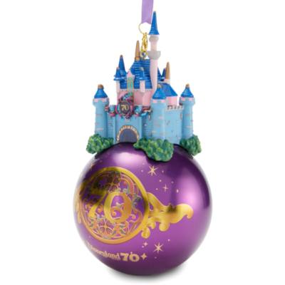 Sleeping Beauty Castle Glass Ball Ornament, Disneyland 70th Anniversary