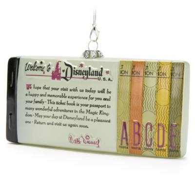 Disneyland Ticket Book Blown Glass Ornament, Disneyland 70th Anniversary