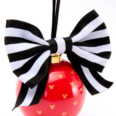 Mickey Icon Print Christmas Bauble with Bow