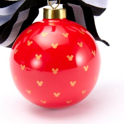 Mickey Icon Print Christmas Bauble with Bow