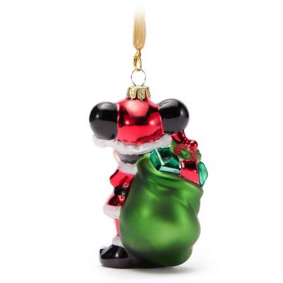 Santa Mickey Mouse Holiday Glass Ornament