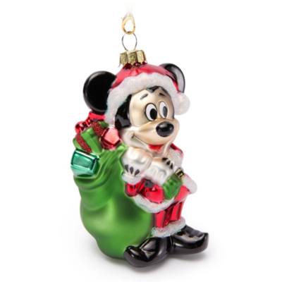 Santa Mickey Mouse Holiday Glass Ornament