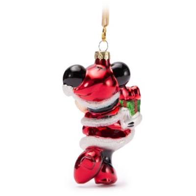 Santa Minnie Mouse Holiday Glass Ornament