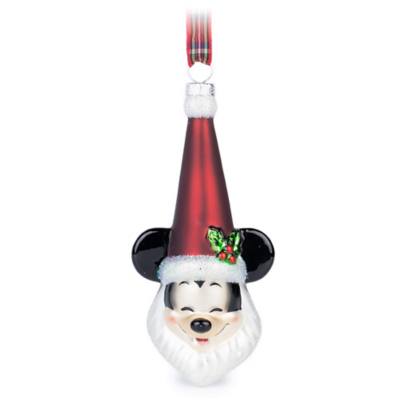 Mickey Mouse Mr. Claus Glass Hanging Ornament
