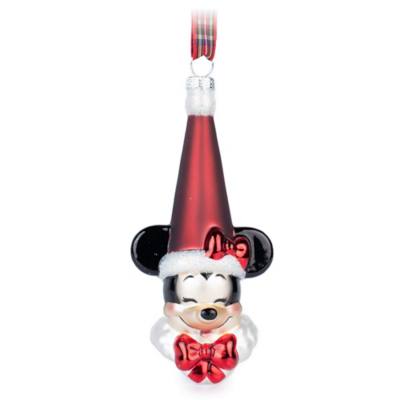 Minnie Mouse Mrs. Claus Glass Hanging Ornament