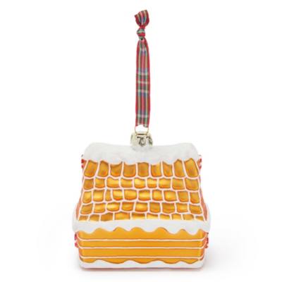Mickey and Minnie Mouse Gingerbread House Glass Hanging Ornament