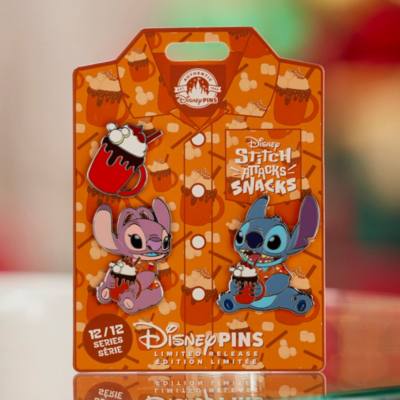 Stitch Attacks Snacks Pin Set, Hot Chocolate, December