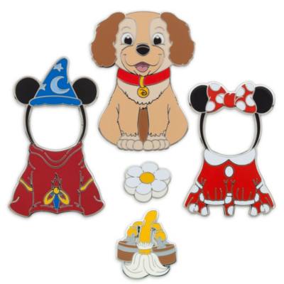 Disney Pets Outfits Lady Pin Set with Sorcerer Mickey Mouse and Minnie Mouse Costumes