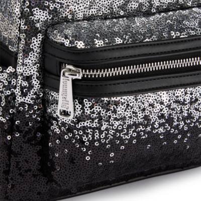 Minnie Mouse Silver and Black Sequined Loungefly Mini Backpack