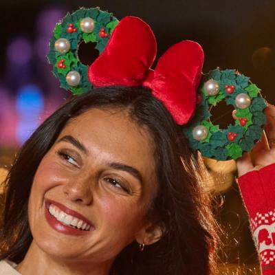 Minnie Mouse Holiday Wreath Ears Headband for Adults