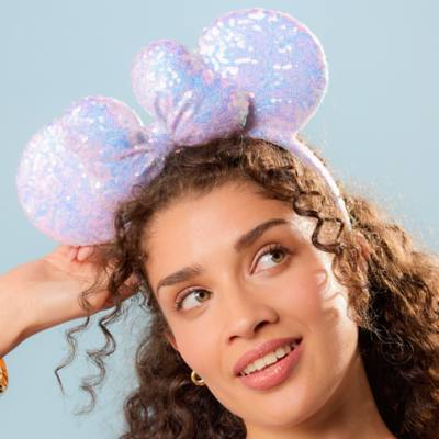 Minnie Mouse Sequin Cotton Candy Ears Headband for Adults