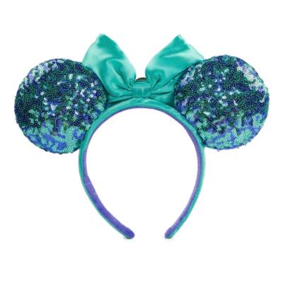 Minnie Mouse Blue and Purple Sequin Ears Headband for Adults