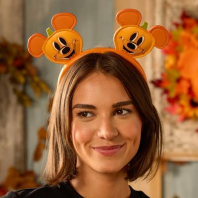 Mickey Mouse Jack-o'-Lantern Halloween Ears Headband for Adults