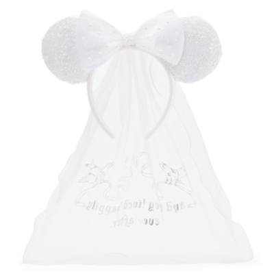Disney Collection シンデレラリボングリップ Cinderella Ears Headband Bridal Veil for Adults