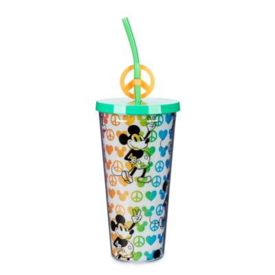 Mickey Mouse Peace and Love Tumbler with Straw for Adults