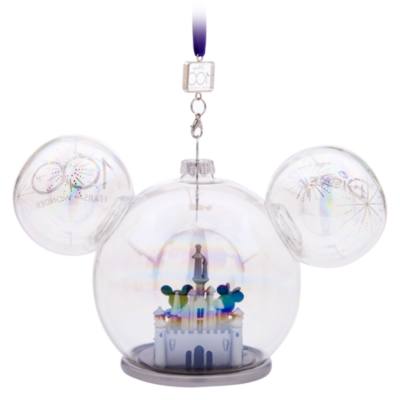 Mickey and Minnie Mouse Glass Sketchbook Ornament, Disneyland
