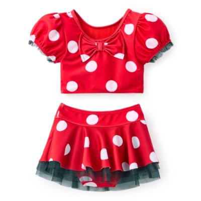 米妮紅色女童款豪華泳衣套組