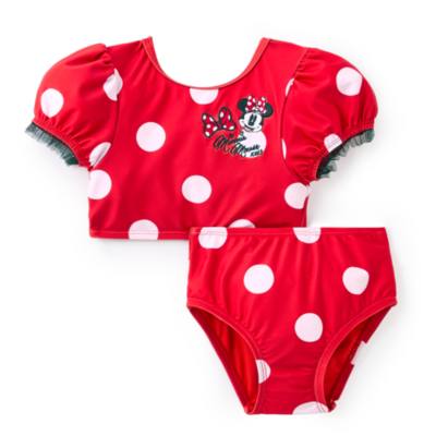 米妮紅色女童款豪華泳衣套組