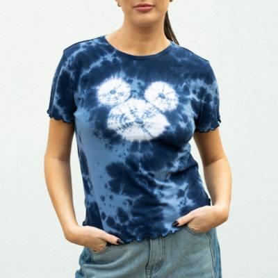 Mickey Mouse Indigo Tie Dye Fashion Top for Women